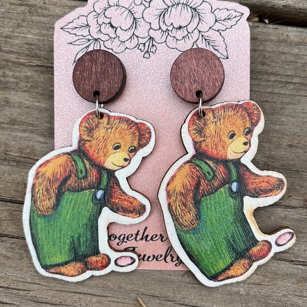 Don Freeman “ Corduroy” Book Character Earrings/ Teacher Earrings - Picture 8 of 9